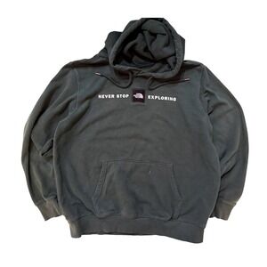 The North Face Pullover Hoodie Mens Large Green 3D Patch Outdoor Streetwear